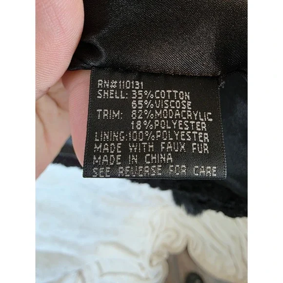 Donna Salyers Fabulous Furs Black Faux Fur Jacket Shawl Collar Coat Womens Large - Picture 7 of 7